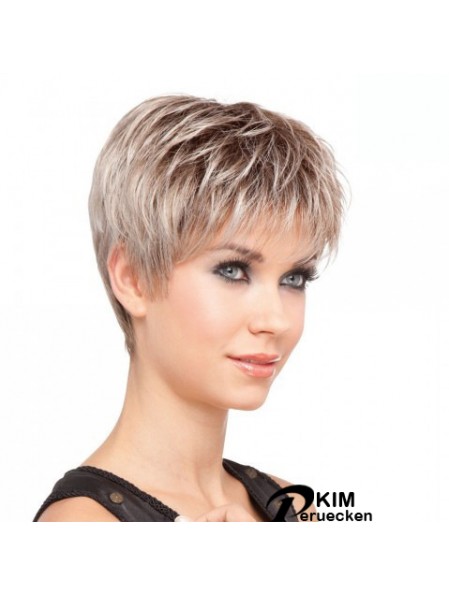Sassy Blonde Cropped Straight Layered Lace Front Perücken