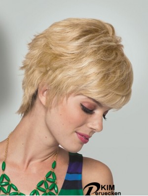 Boycuts Short Straight Blonde 5  inchPraktische Monofilament Perücken