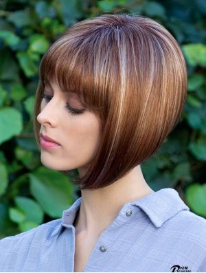 Damen Bob Perücken mit Monofilament Straight Style Chin Länge