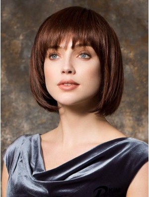 10 Zoll Kinn Länge Monofilament Brown Bob Style Perücke