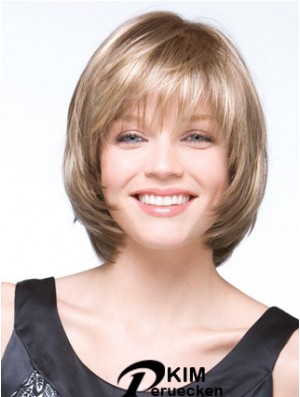 Capless Chin Länge Straight Blonde Discount Bob Perücken