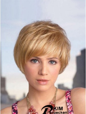 Capless Short Straight Blonde Designed Bob Perücken