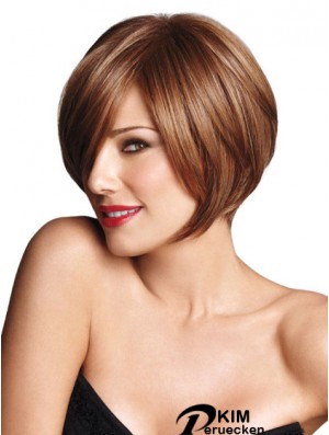 Capless Short Straight Brown Trendy Bob Perücken