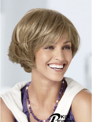 Capless Short Wavy Blonde Große Bob Perücken