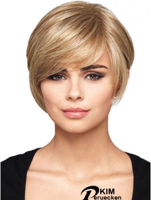 Capless kurze gerade gerade blonde Frisuren Bob Perücken