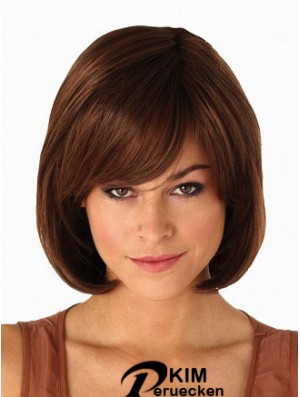 Capless Chin Länge gerade Auburn Modern Bob Perücken