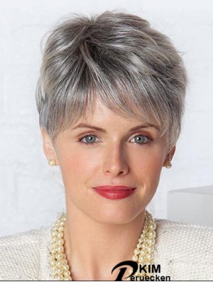 Monofilament Lace Perücken Grey Cut Straight Style Short Length