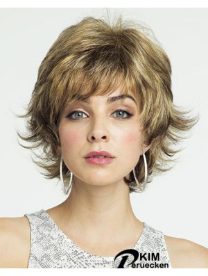 8 Zoll erschwingliche Curly Layered Blonde Short Perücken