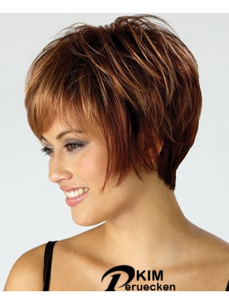 Günstige Perücke Mit Capless Synthetic Cropped Length Brown Color Boycuts