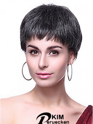 Boycuts Straight Black Capless Frisuren Kurze Perücken