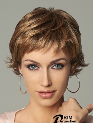 8 Zoll Style Wavy Layered Blonde Short Perücken