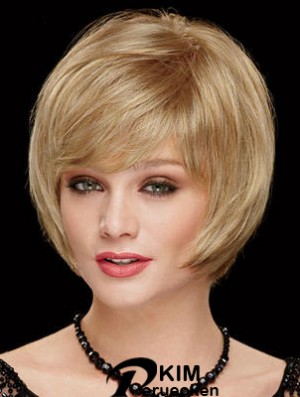 Kinn Länge Bobs 8 Zoll Straight Blonde Medium Perücken