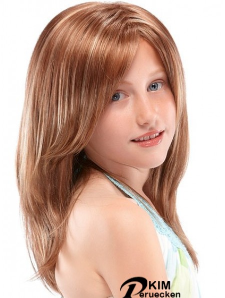 Kinder Perücken 100% handgebunden Straight Style Auburn Farbe lange Länge