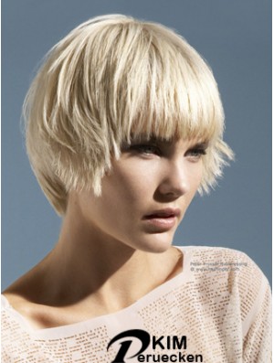 Monofilament Boycuts Short Straight 10  inchPlatinblonde Convenient Fashion Perücken