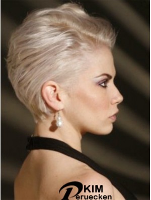 Capless Boycuts Short Straight 8  inchPlatinblond Erschwingliche Mode Perücken