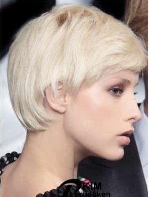 Monofilament Boycuts Short Straight 8  inchPlatinblonde Incredible Fashion Perücken