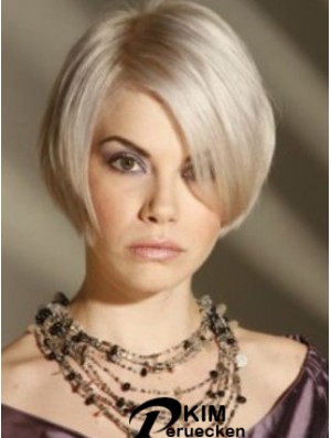 Capless Grey Short Straight 8  inchPlatinblonde Amazing Fashion Perücken