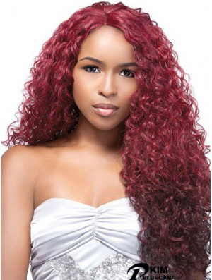 No-Fuss Ombre / 2 Tone Long Curly ohne Pony 24  inchHuman Lace Perücken