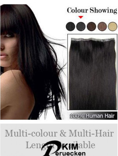 Straight Remy Echthaar Black Incredible Weft Extensions